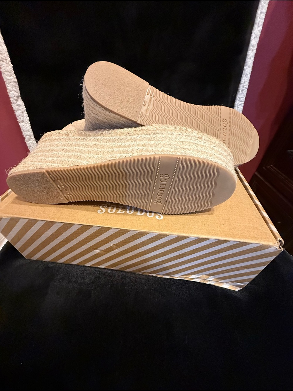 ⚜️ SOLUDOS tan suede wedge espadrilles sz 8.5 - Picture 3 of 6